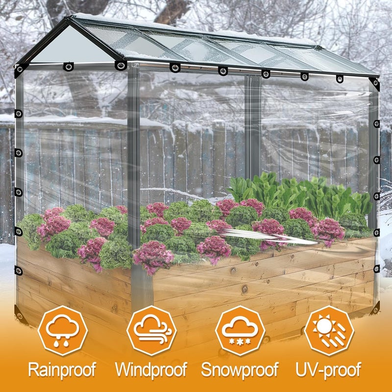 Beeplove 10x13ft Anti-Tear Clear Tarp Waterproof for Patio Winterizing - 2pcs Windproof Poly Tarpaulin, Heavy Duty Transparent Enclosure with Grommets for Covering Chicken Coops Greenhouse Garden Plants - Image 5